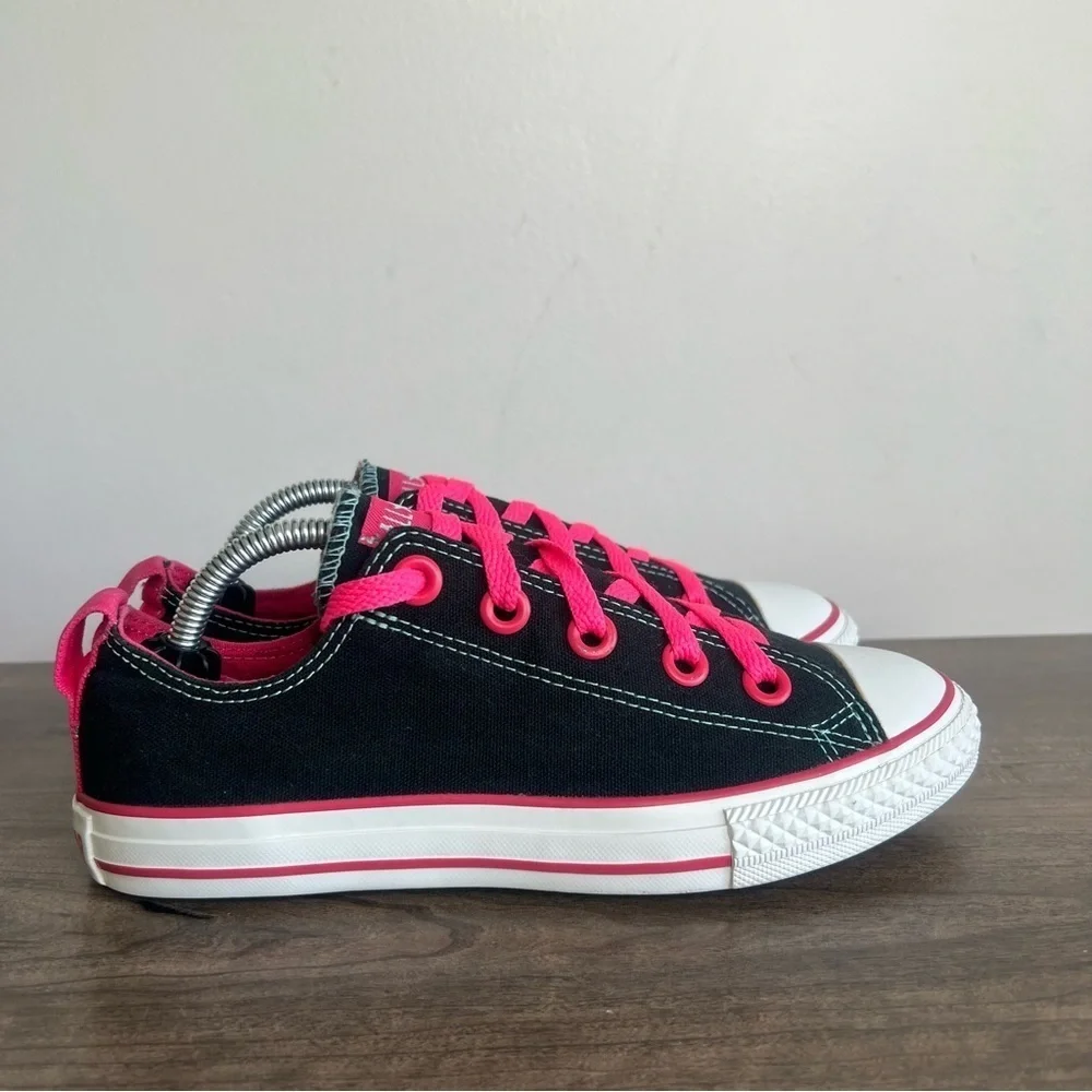 Converse Junior All Star Ox Black Hot Pink Shoe Size 4 #428